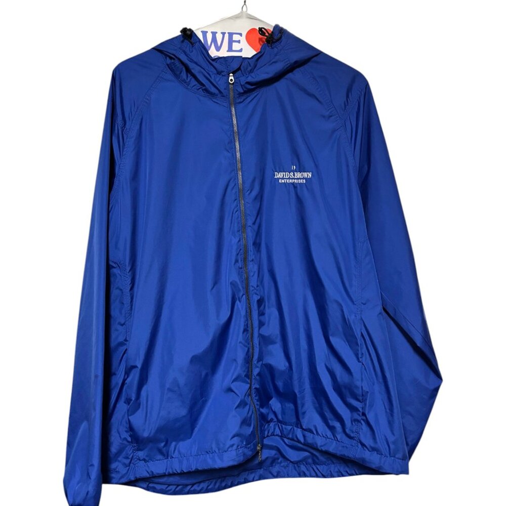 Lands' End Men's Hooded Workwear Rain Jacket Windbreaker Cobalt Blue‎ sz XL